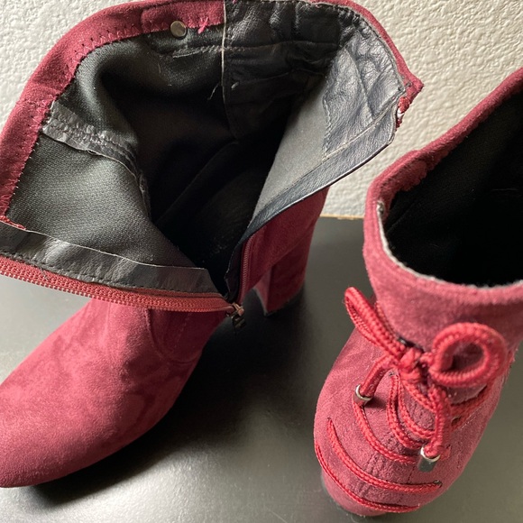 Maroon Suede Booties - Picture 7 of 11